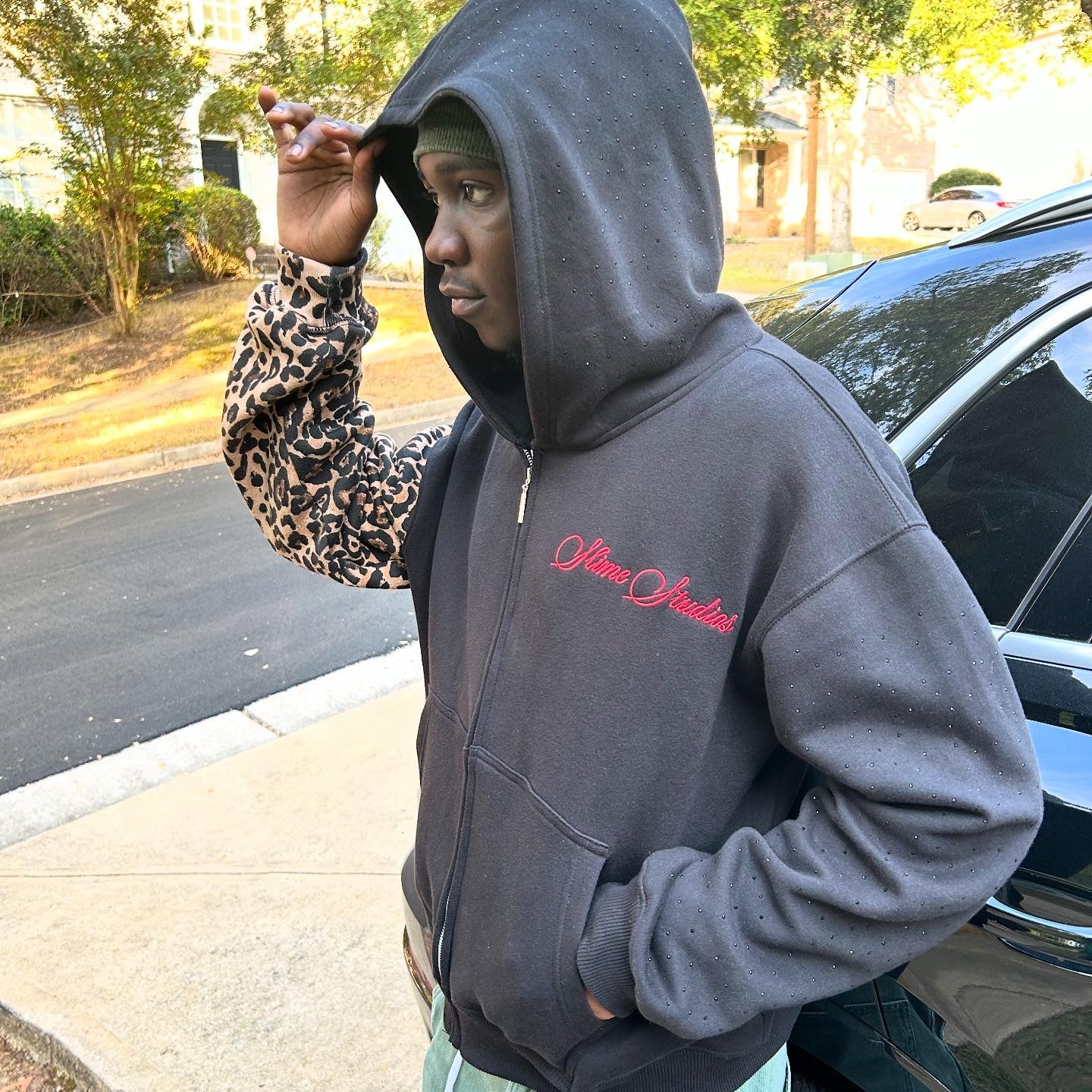 Cheetah print zip-up